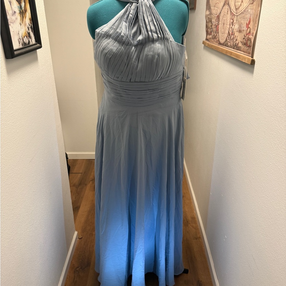 Elegant Blue Halter Maxi Dress